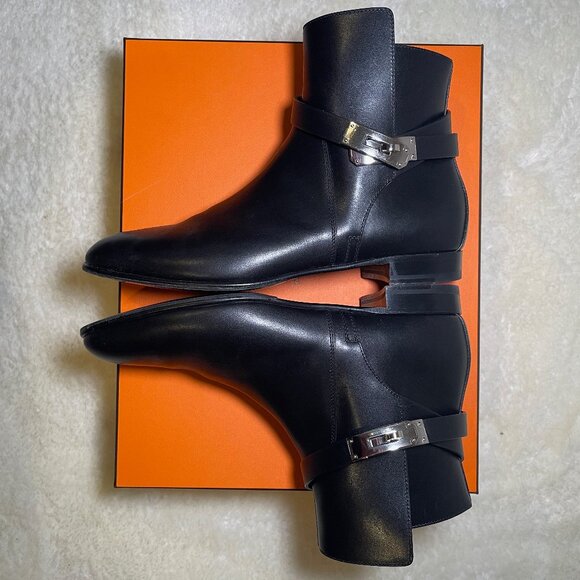 Hermes Neo Ankle Boot with Kelly Buckle in Noir Black Size 41 - Picture 9 of 12